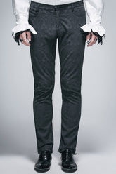 Pantalon Jacquard Gothique à Bretelles Tressées Noires sur le Côté